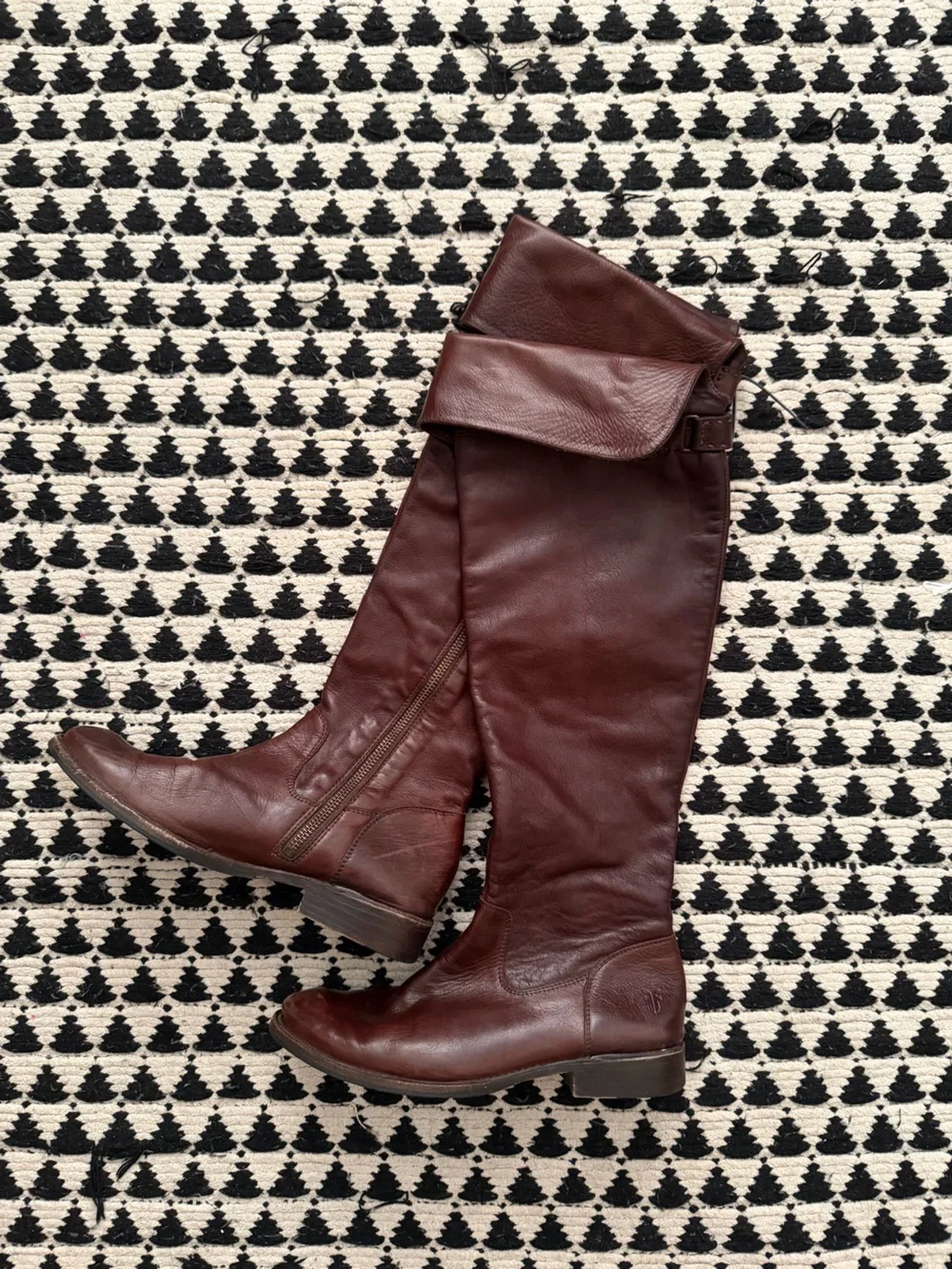 Frye Women's Tall Fold-Over Riding Boots - Deep Brown Leather